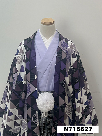 【男性袴】紫・鱗文様