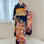 【振袖】紺・桜