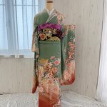 【振袖】緑・桜