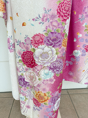 【振袖】白/ﾋﾟﾝｸ・薔薇