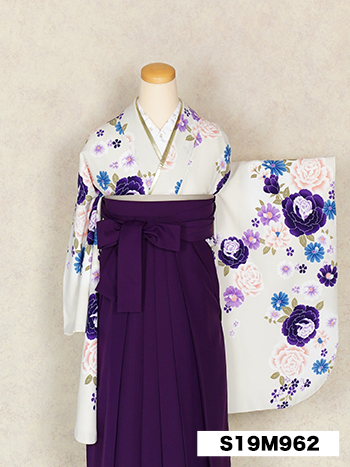 【卒業袴】ｸﾞﾚｰ・薔薇