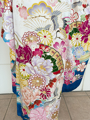 【振袖】白/青・菊/扇