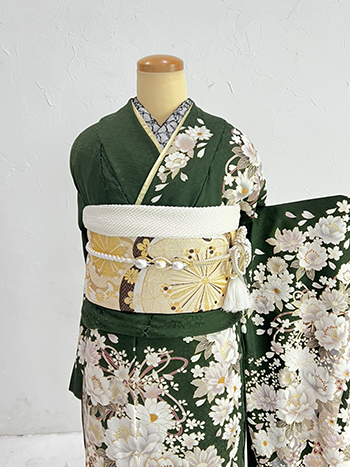 【振袖】緑・牡丹