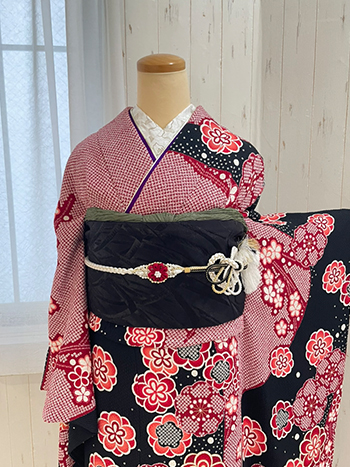 【振袖】黒・梅