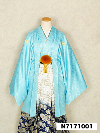 【男性袴】水色・菊菱