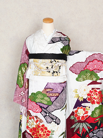 【振袖】白・牡丹