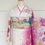 【振袖】白/ﾋﾟﾝｸ・薔薇