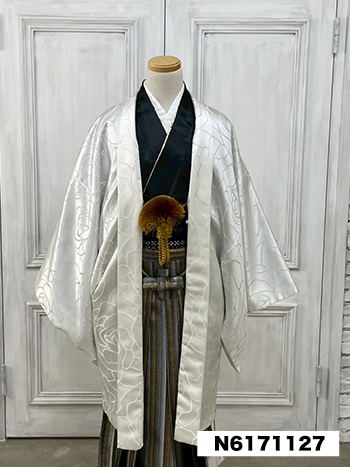 【男性袴】白・薔薇