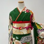 【振袖】緑・梅