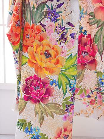 【振袖】白/黄色・ﾊﾞﾗ