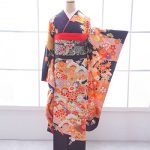 【振袖】茶/ｵﾚﾝｼﾞ・牡丹