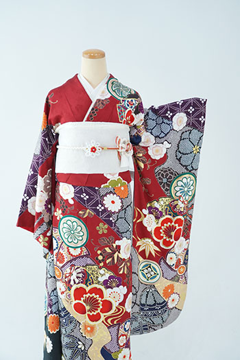 【振袖】赤・梅