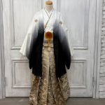 【男性袴】白/黒・花菱