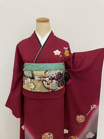 【振袖】赤・桜