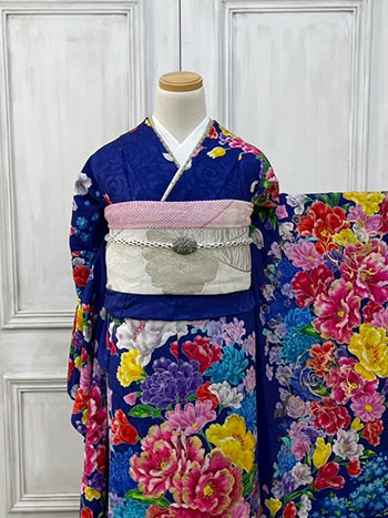 【振袖】青・牡丹