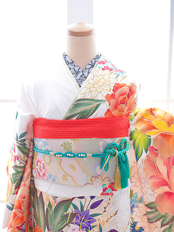 【振袖】白/黄色・ﾊﾞﾗ