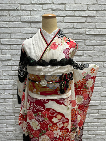 【振袖】白/赤・桜