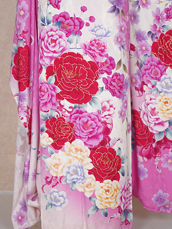 【振袖】白/ﾋﾟﾝｸ・薔薇