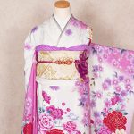 【振袖】白/ﾋﾟﾝｸ・薔薇