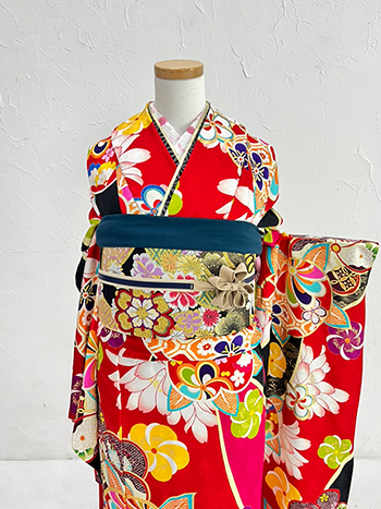 【振袖】赤・梅