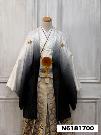 【男性袴】白/黒・花菱