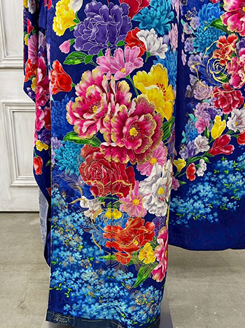 【振袖】青・牡丹