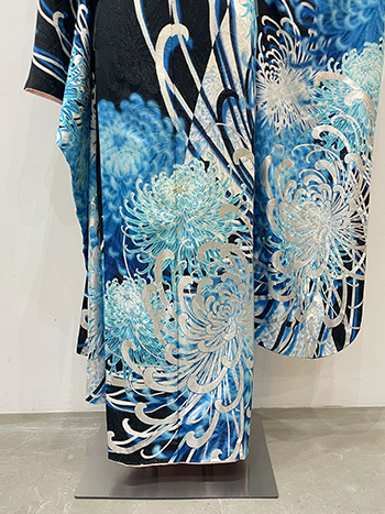 【振袖】黒/青・菊