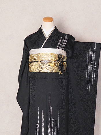 【振袖】黒・ｽﾊﾟﾝｺｰﾙ