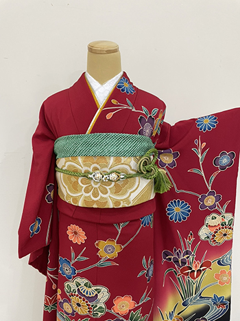 【振袖】赤・梅