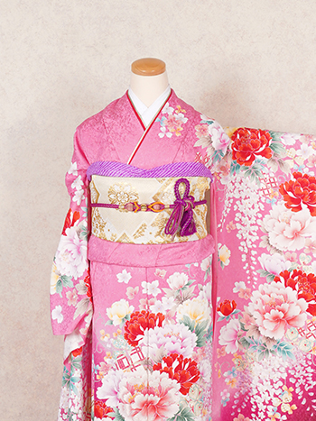 【振袖】ﾋﾟﾝｸ・牡丹