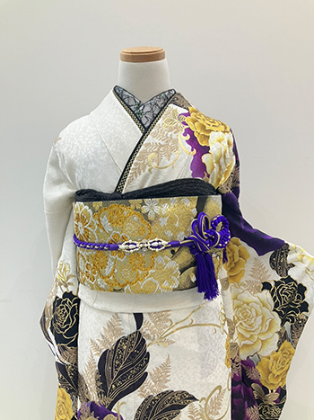 【振袖】白/紫・ﾊﾞﾗ