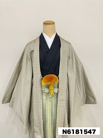 【男性袴】緑・縞