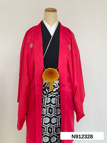 【男性袴】赤・菊菱