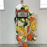 【振袖】白/緑・牡丹