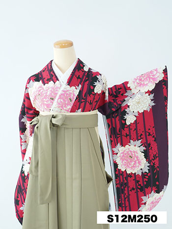 【卒業袴】赤・牡丹