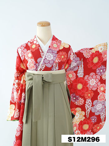 【卒業袴】赤・牡丹