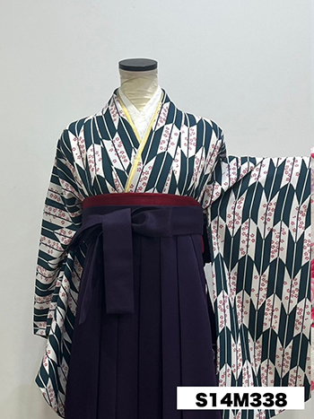 【卒業袴】白/緑・矢羽