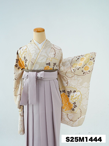 【卒業袴】ﾍﾞｰｼﾞｭ・牡丹