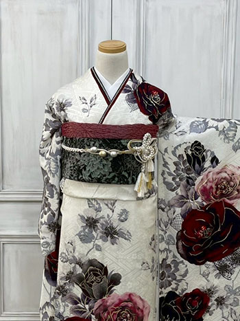 【振袖】白・薔薇