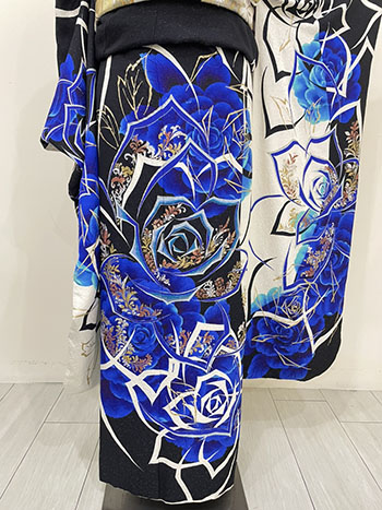 【振袖】白/青・ﾊﾞﾗ