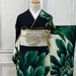 【振袖】黒/緑・牡丹