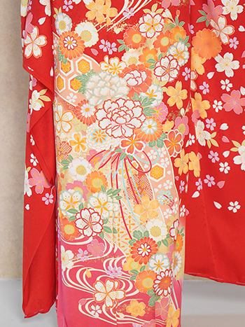 【振袖】赤・菊/牡丹