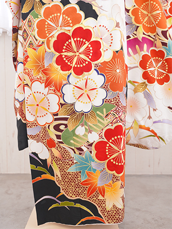 【振袖】白/ｵﾚﾝｼﾞ・梅