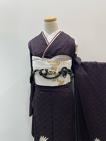 【振袖】紫・鶴