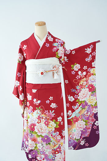 【振袖】赤・桜