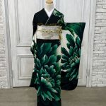 【振袖】黒/緑・牡丹