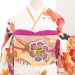 【振袖】白/ｵﾚﾝｼﾞ・梅