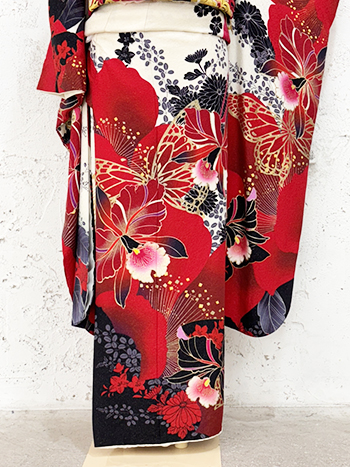 【振袖】白/赤・蝶