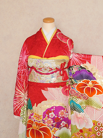 【振袖】赤・椿