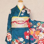 【振袖】青緑・桜
